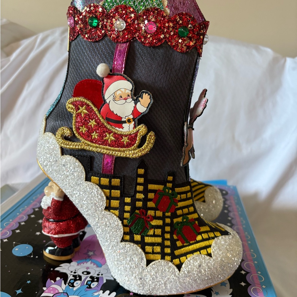 Irregular Choice Santa Sleigh Ride light up Glitter Boots